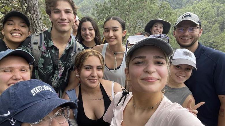 students on a hike